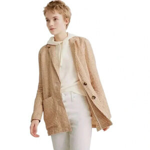 MADEWELL | Oversized Linen Dorset Blazer in Gingham Check Plaid Size M